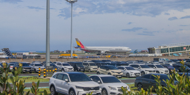 Cars parked at an airport